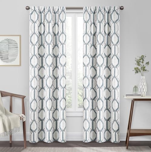 Eclipse Kendall Moderner Verdunkelungsvorhang mit Stangentasche, isolierende und geräuschreduzierende Vorhänge für Schlafzimmer oder Wohnzimmer, 213,4 cm lang x 106,7 cm breit, Blau von Eclipse