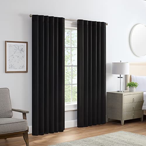 Eclipse Langley Verdunkelungsvorhänge, dreifach gewebt, mit Stangentaschen, 132,1 x 160 cm, Schwarz, 2 Stück von Eclipse