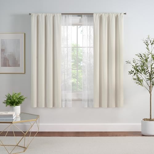 Eclipse Letta Verdunkelungsvorhänge mit botanisch bestickten durchsichtigen Paneelen für Schichten und Privatsphäre zu Hause, 94 cm breit x 160 cm lang, 4-teiliges Set, elfenbeinfarben Eclipse Letta Verdunkelungsvorhänge mit botanisch bestickten durchsichtigen Paneelen für Schichten und Privatsphäre zu Hause, 94 cm breit x 160 cm lang, 4-teiliges Set, elfenbeinfarben von Eclipse