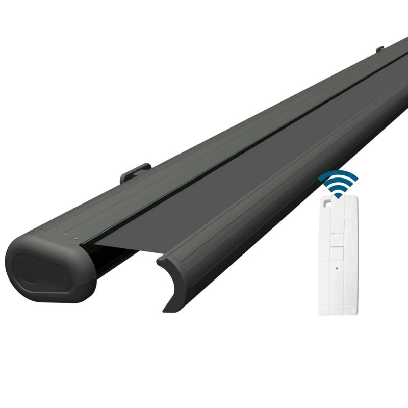 Eclipse Markise Elektrische Kassettenmarkise Gelenkarm Vollkassettenmarkise Basaltgraue Kassette, Markisenmaße 2.0x1.5 m, Tuchfarbe Grau von Eclipse