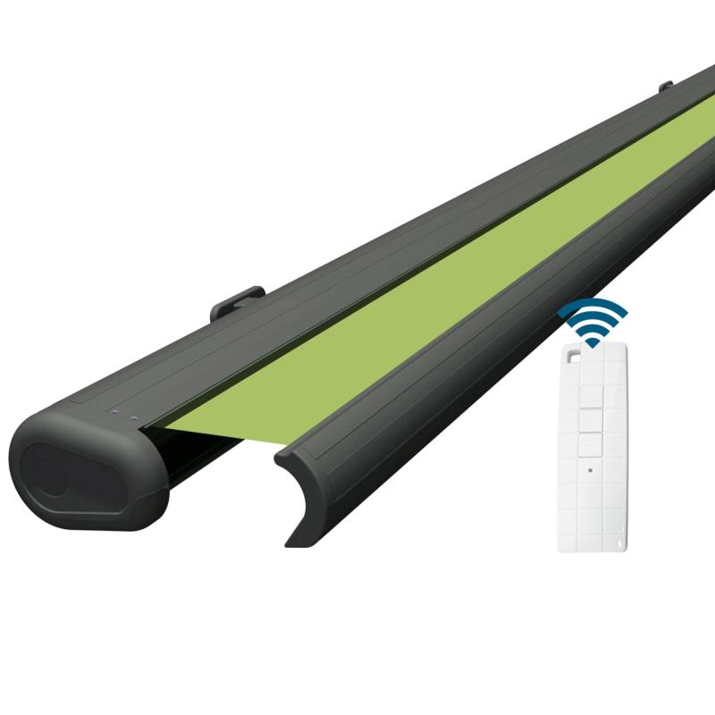 Eclipse Markise Elektrische Kassettenmarkise Gelenkarm Vollkassettenmarkise Basaltgraue Kassette, Markisenmaße 2.5x2.0 m, Tuchfarbe Apfel von Eclipse