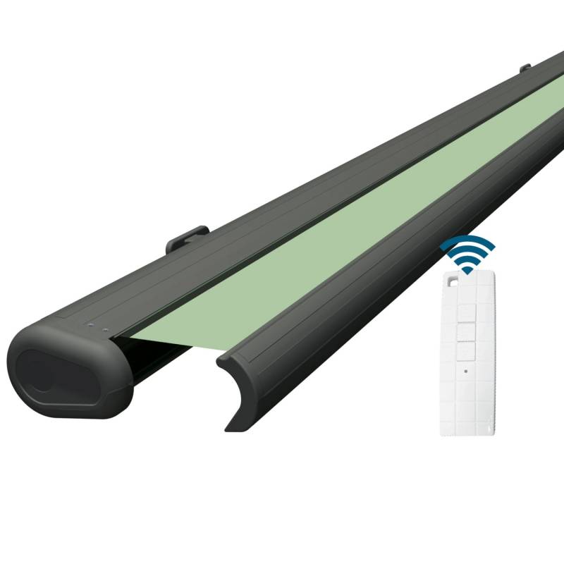 Eclipse Markise Elektrische Kassettenmarkise Gelenkarm Vollkassettenmarkise Basaltgraue Kassette, Markisenmaße 5.0x3.0 m, Tuchfarbe Linde von Eclipse