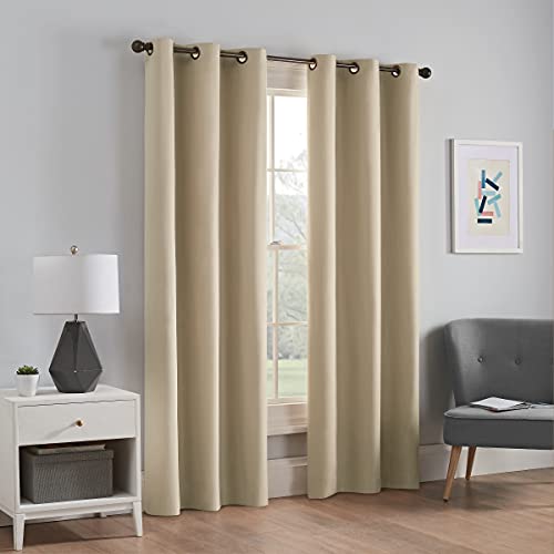 Eclipse Mikrofaser Fenstervorhang mit Thermoösen, Blickdicht, für Schlafzimmer (1 Panel), Polyester, beige, 42 in x 95 in von Eclipse