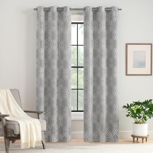 Eclipse Neva Magnitech 100% Verdunkelungsvorhang, Ösenvorhang, Nahtloser Magnetverschluss für Schlafzimmer, Wohnzimmer oder Kinderzimmer, 213,4 cm lang x 94 cm breit, (2 Paneele), Silber von Eclipse
