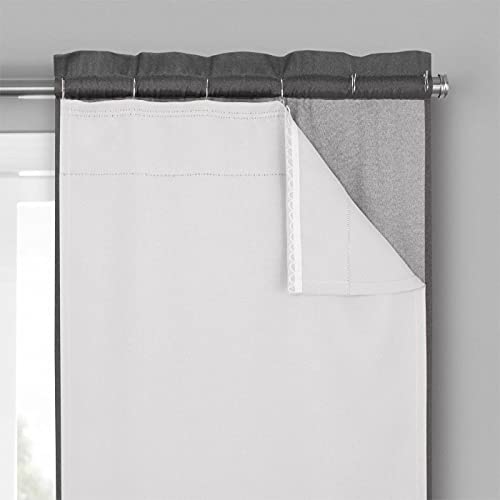 Eclipse Solide minimalistische Verdunkelungs-Thermo-Einlage für Fenstervorhänge mit Vorhanghaken (2 Paneele), 68,6 x 152,4 cm, Weiß von Eclipse