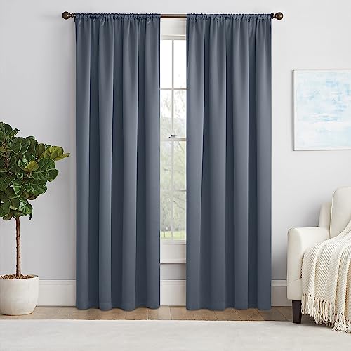 Eclipse Solider Thermapanel moderner Raumverdunkelungsvorhang für Schlafzimmer, 1 Panel, 160 x 137 cm, Blau von Eclipse