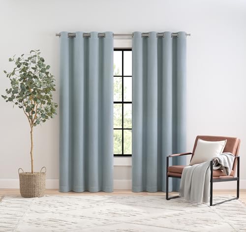 Eclipse Talisa Absolute Zero Blackout Plus Zugluftstopper, Fenstervorhang, geräuschreduzierend, Privatsphäre zu Hause, gefüttert, Wärmedämmung, 127 cm breit x 213 cm lang, Einzelbett, blau Eclipse Talisa Absolute Zero Blackout Plus Zugluftstopper, Fenstervorhang, geräuschreduzierend, Privatsphäre zu Hause, gefüttert, Wärmedämmung, 127 cm breit x 213 cm lang, Einzelbett, blau von Eclipse