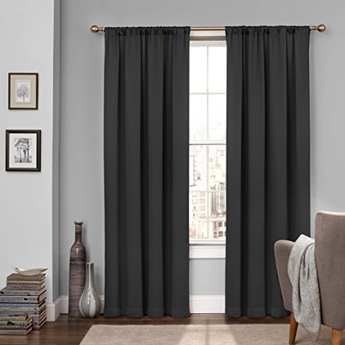 Eclipse Tricia Moderne Raumverdunkelungsvorhänge für Schlafzimmer (2 Paneele), 66 x 213,4 cm, Schwarz von Eclipse