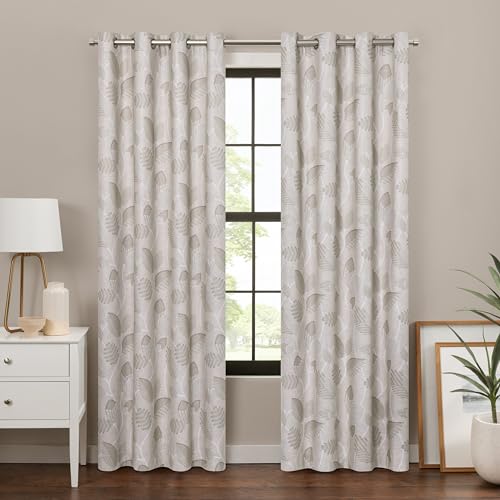 Eclipse Verdunkelungsvorhänge, Larissa Blattösen, 241,3 cm lang x 127 cm breit, Gemustert, 100% Verdunkelungsvorhänge, wärmeisolierte Vorhänge für Wohnzimmer oder Schlafzimmer, 1 Fenstervorhang, von Eclipse