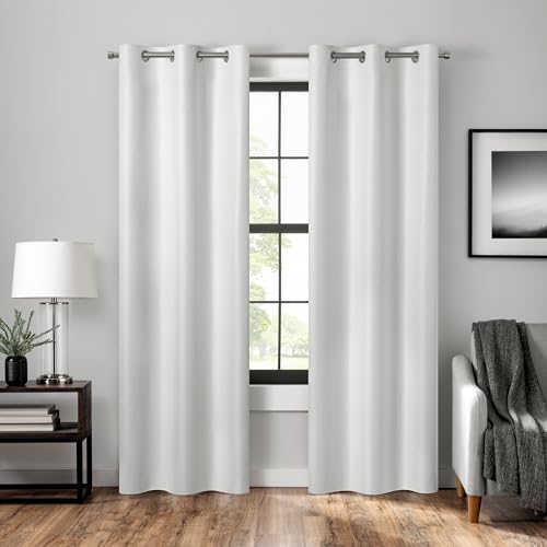 Eclipse Welwick Magnitech 100% Verdunkelungsvorhang, Ösenvorhang, Nahtloser Magnetverschluss für Schlafzimmer, Wohnzimmer oder Kinderzimmer, 213,4 cm lang x 94 cm breit, (2 Paneele), Weiß von Eclipse