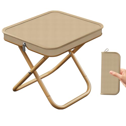 EclipseGuard 25 cm Camping Hocker, Tragbarer Klapphocker mit Aufbewahrungsbeutel, Mini-Klapphocker, TragfäHigkeit 120 Kg, FüR Outdoor Reisen Wandern Garten Angeln Grillen(Khaki) von EclipseGuard