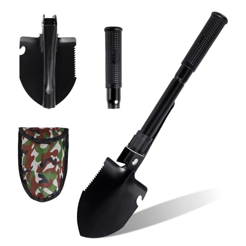 Klappspaten Camping Hochfester Extra Stabiler Schaufel Aus Kohlenstoffstahl Mit Tragetasche Klappspaten Outdoor klappspaten Bundeswehr original Wird mit einem Kompass geliefert von EclipseGuard