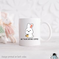 Kein Talkie Vor Der Kaffeetasse, Häschenbecher, Häschenkaffeetasse, Häschengeschenke, Koffeinsüchtige Geschenke, Lustige Mitarbeitergeschenke von EclipseMugs