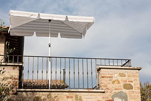 Eclisss Sonnenschirm für Terrasse und Garten, Basis und Absturzsicherung, rechteckiger Sonnenschirm mit Aluminiumgestell und Sockel von 25 kg, Weiß und Beige, für Terrasse und Garten, Weiß, Beije von Eclisss