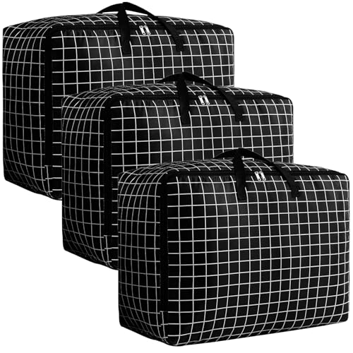 Eclove 3 Stück Aufbewahrungstasche Groß, 105L Faltbare Unterbett Aufbewahrungsbox mit Handgriff, Unterbett Organizer Kleideraufbewahrung, Wasserdichte Tragetasche für Bettdecken, Kissen und Kleidung Eclove 3 Stück Aufbewahrungstasche Groß, 105L Faltbare Unterbett Aufbewahrungsbox mit Handgriff, Unterbett Organizer Kleideraufbewahrung, Wasserdichte Tragetasche für Bettdecken, Kissen und Kleidung von Eclove