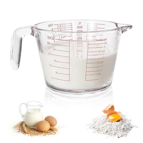 Messbecher Glas 1000ml,Messkrug Borosilikatglas, hitzebeständiges Glas mit Griff,Mikrowellen geeignet für Labor Küche Waschmittel Chemikalien von Eclove