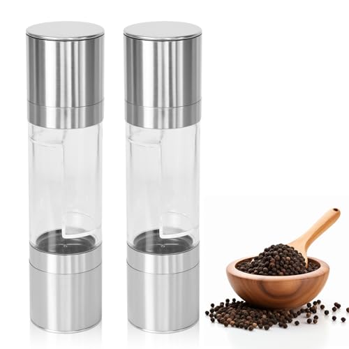Pfeffer und Salzmühle 2er Set, Salz und Pfeffermühle 2 in 1, Manuell Salt and Pepper Grinder, Nachfüll Chilimühle Salzmühle, Keramik-Mahlwerk von Grob bis Fein für Gewürze, Pfeffer, Salz und Chilli Pfeffer und Salzmühle 2er Set, Salz und Pfeffermühle 2 in 1, Manuell Salt and Pepper Grinder, Nachfüll Chilimühle Salzmühle, Keramik-Mahlwerk von Grob bis Fein für Gewürze, Pfeffer, Salz und Chilli von Eclove