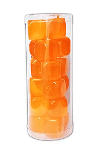18x EISWÜRFEL Kunststoff wiederverwendbar 4-Farben Kühlsteine Eis Cube Würfel 67 (Orange) von Eco ARKitchen