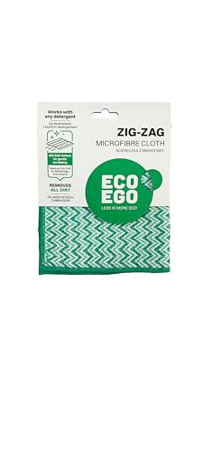 Eco Ego Mikrofasertuch Mit Antibakteriellen Eigenschaften Reinigungstuch Putztuch Microfasertuch Putzlappen Für Küche Arbeitsplatten Zig-Zag Grün Weiß 35 x 35 cm 1 St. von Eco Ego