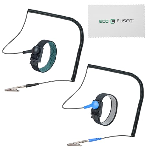 Antistatische Handgelenkbänder – 2er-Pack – Wiederverwendbare Antistatik-Handgelenkbänder mit Erdungskabel und Krokodilklemme – Ermöglicht Ihnen, sich zu erden – Maximale Länge 157,4 Zoll (XL) von Eco-Fused