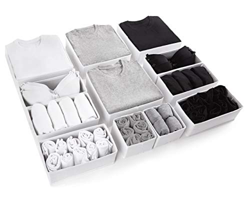 Eco Home Store Großes Schubladen Ordnungssystem 12er set weißen Boxen Aufbewahrung Organisator Schublade Schrank Organizer Aufbewahrungsbox Kleiderschrank Organizer von Eco Home Store