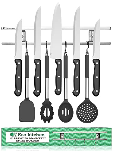 Eco Kitchen Magnetischer Messerhalter für die Wand, Edelstahl-Messer-Magnetstreifen, 30,5 cm, Wandmesser-Magnetleiste mit Haken Eco Kitchen Magnetischer Messerhalter für die Wand, Edelstahl-Messer-Magnetstreifen, 30,5 cm, Wandmesser-Magnetleiste mit Haken von Eco Kitchen