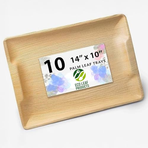 ECO Leaf Einweg-Serviertabletts aus Holz, groß, 35 x 25 cm, wie Bambusteller, umweltfreundlich, biologisch abbaubar, robuste Platte für Anfänger, Hochzeit, Party und Picknick, mikrowellen- und von Eco Leaf Products