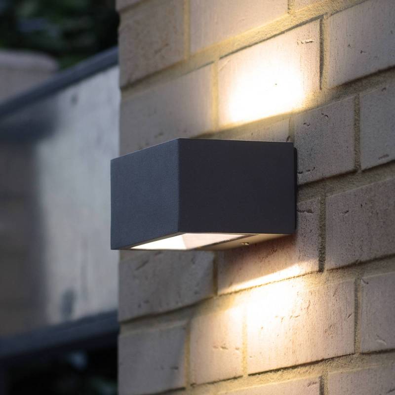Außenwandlampe Gemini eckig anthrazit 16cm 3.000K von Lutec