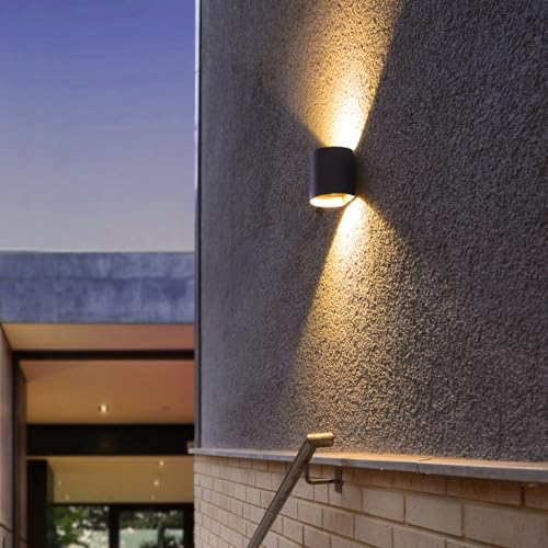 ECO-LIGHT LED Außenwandleuchte Dodd, moderne Außenlampe aus Aluminium in Anthrazit, Wandlampe mit Up & Down Lichteffekt, wetterfeste Außenleuchte,6 Watt, 3000 Kelvin, 660 Lumen,Wandleuchte von ECO-LIGHT