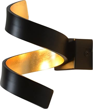 ECO-LIGHT LED Wandleuchte Helix, Wandlampe aus Metall in Schwarz/Gold, Wandstrahler 2-flammig, 2 x 3 Watt, 360 Lumen, 3000 Kelvin (warmweiß), Innenwandleuchte m. Lichteffekt an der Wand von ECO-LIGHT