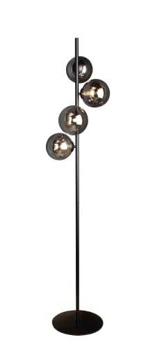 Eco-Light Leuchten Stehleuchte Neptun,4-flammige (G9) Standlampe aus Metall in Schwarz,mit 4 Glaskugeln,moderne Stehlampe mit Fußschalter,Standleuchte,Wohnzimmerlampe von Eco Light