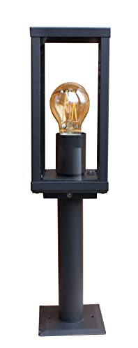 Karo Wegeleuchte,moderne Pollerleuchte mit Dämmerungssensor in Schwarz-Matt,1x E27 max. 60W, Wegelampe, Sockelleuchte von Eco Light