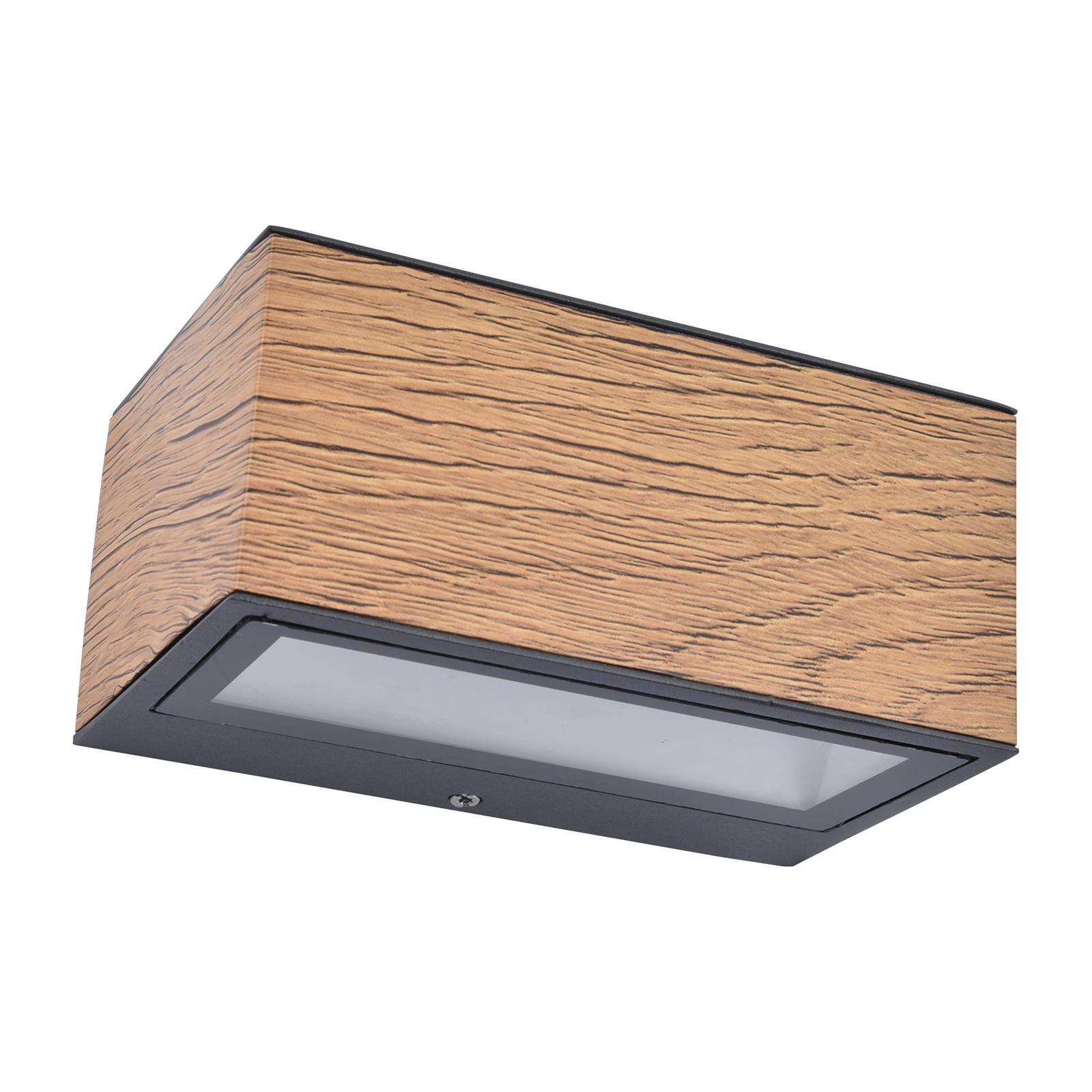 LED-Außenwandlampe Gemini Holzoptik, Breite 14 cm von Lutec