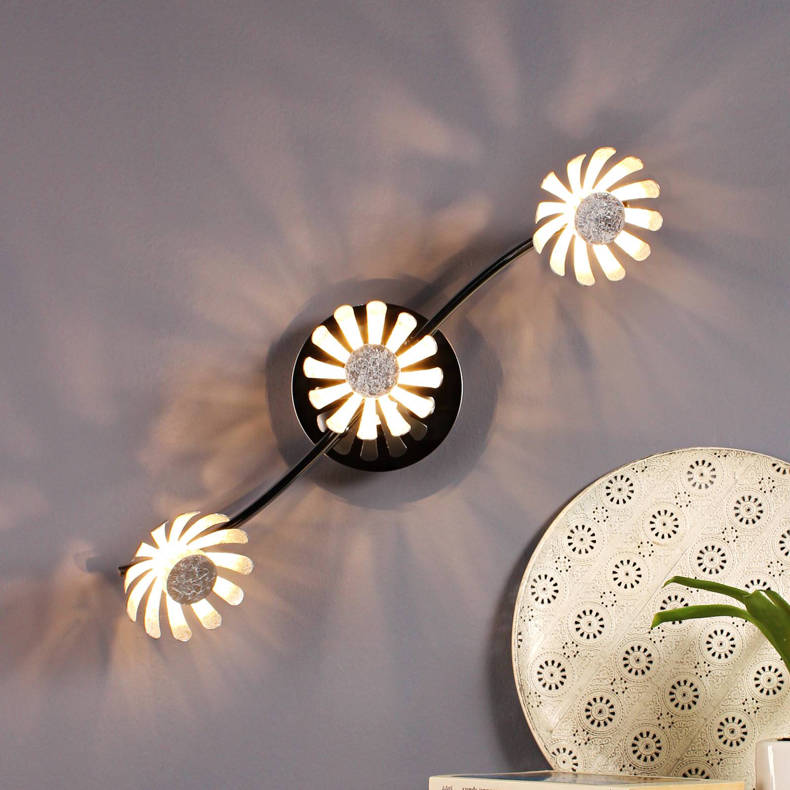 LED-Wandleuchte Bloom dreiflammig silber von Eco-Light