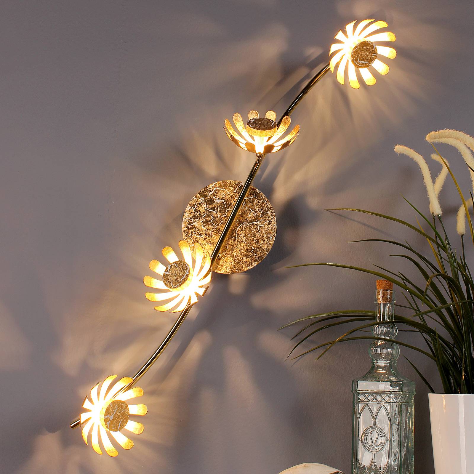 LED-Wandleuchte Bloom vierflammig gold von Eco-Light
