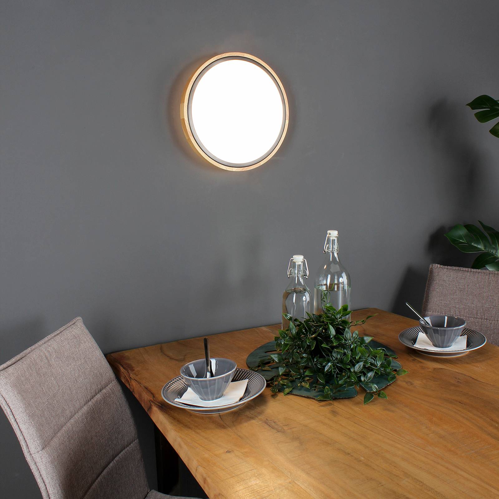 LED-Deckenleuchte Solstar mit Holzdekor Ø 30,7 cm von Eco-Light