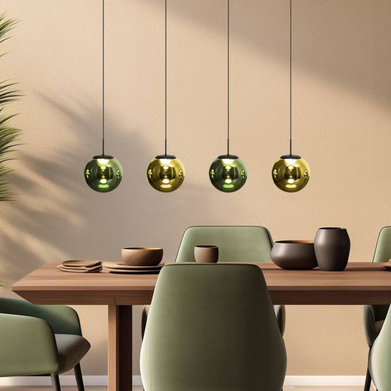 LED-Hängelampe Altaïr goldfarben/grün 4-flammig Glas 3.000 K von Eco-Light