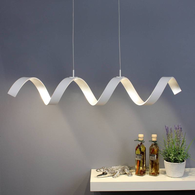 LED-Hängeleuchte Helix, weiß-silber, Länge 80 cm von Eco-Light
