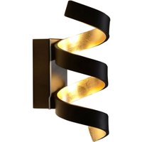 LED Wandlampe Spirale Schwarz Gold H:26 cm 3000 K 9 W von Eco-Light