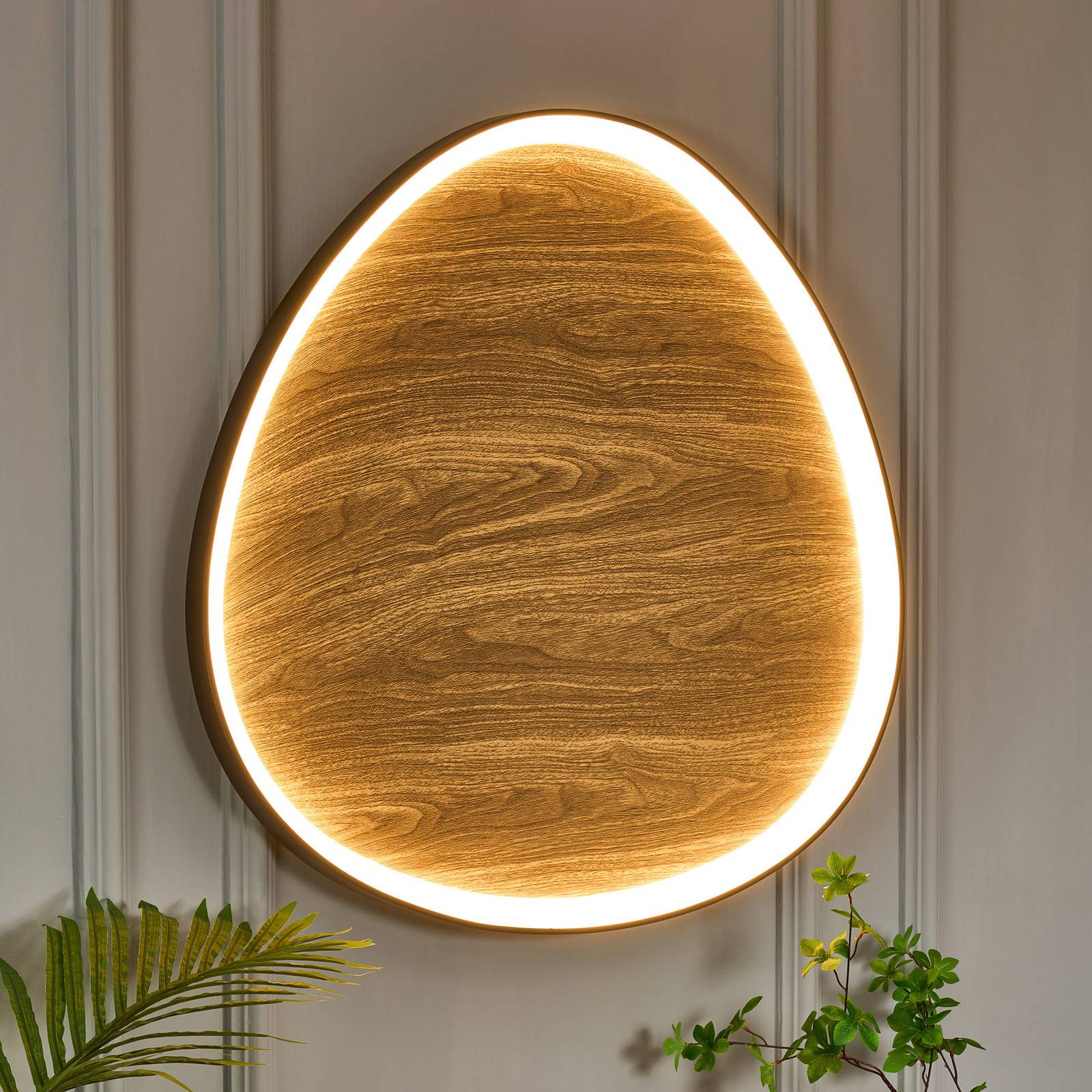 LED-Wandleuchte Bezi, holz hell, Ø 85 cm, Holz, CCT von Eco-Light