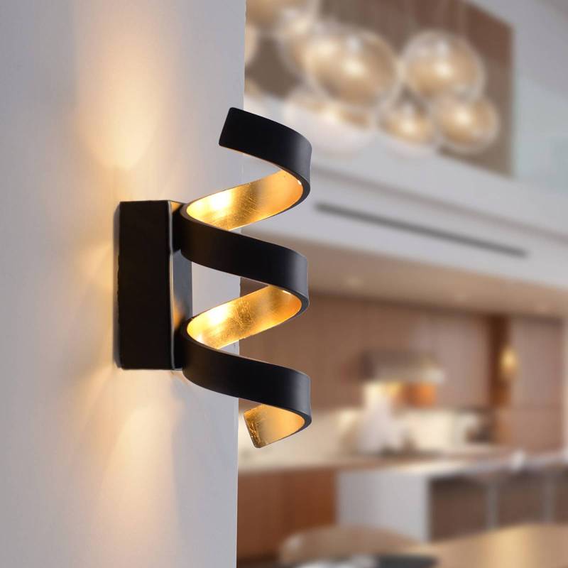 LED-Wandleuchte Helix, schwarz-gold, 26 cm von Eco-Light