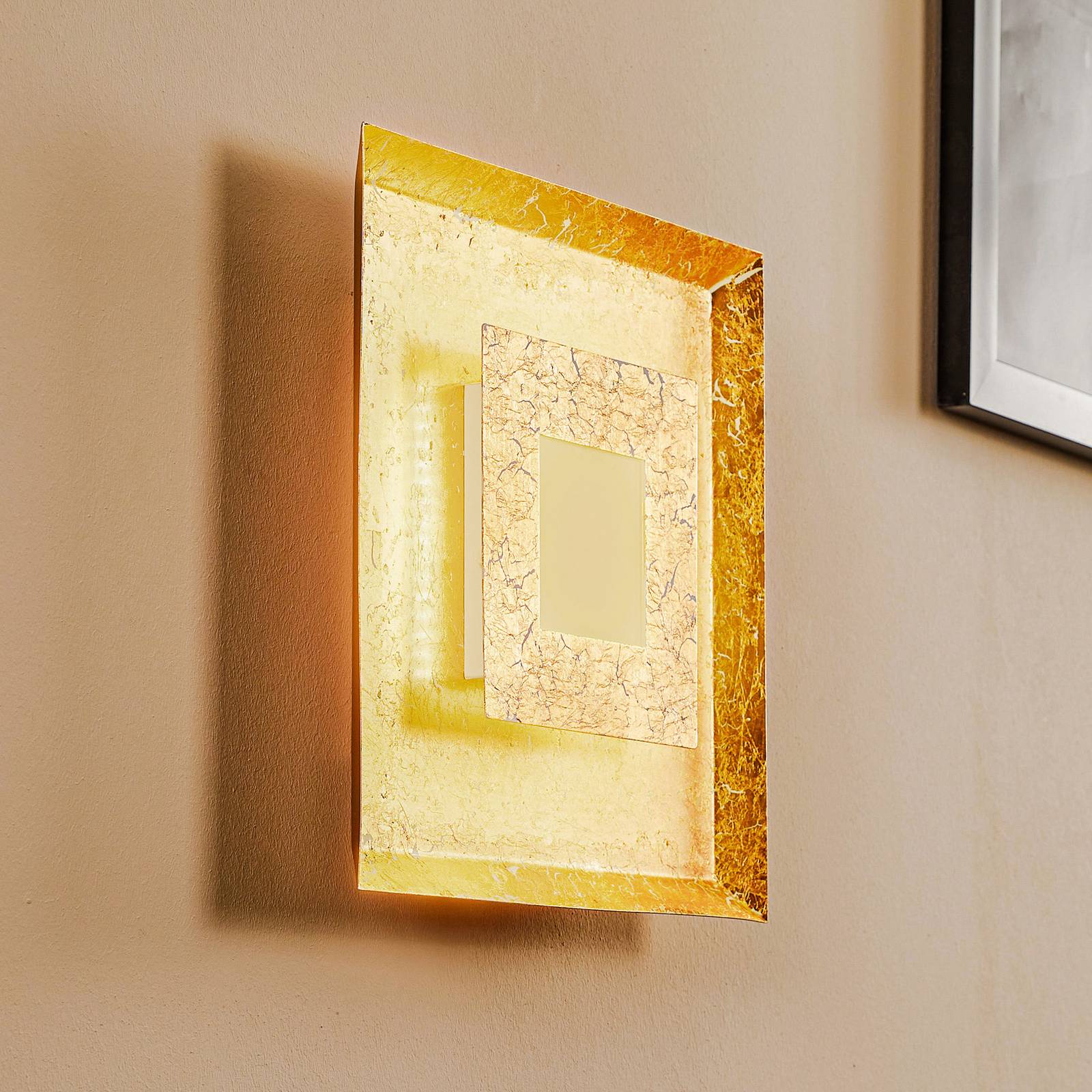 LED-Wandleuchte Window, 32x32 cm, gold von Eco-Light