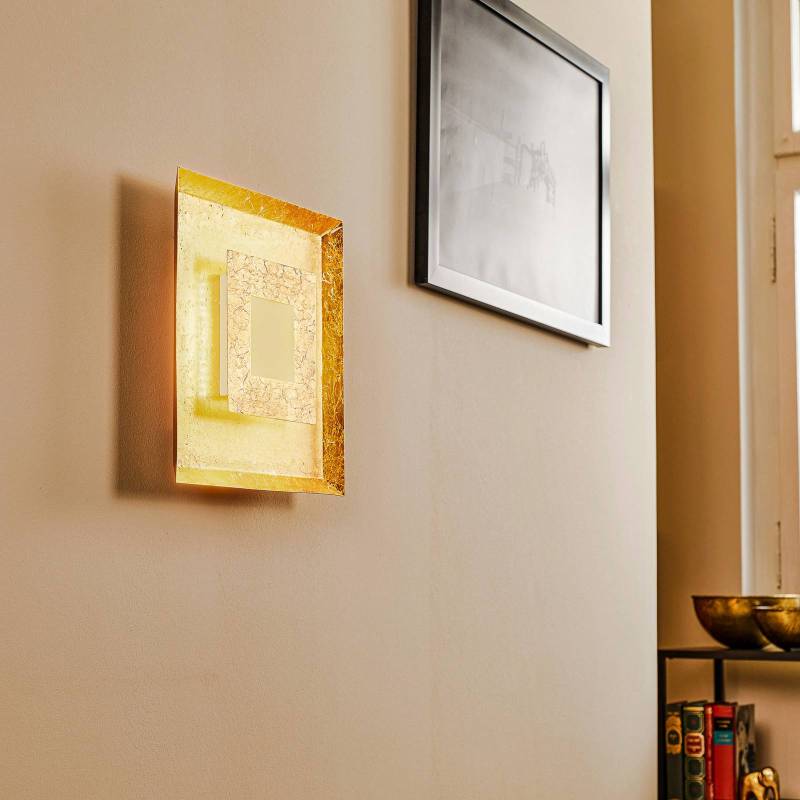 LED-Wandleuchte Window, 32x32 cm, gold von Eco-Light