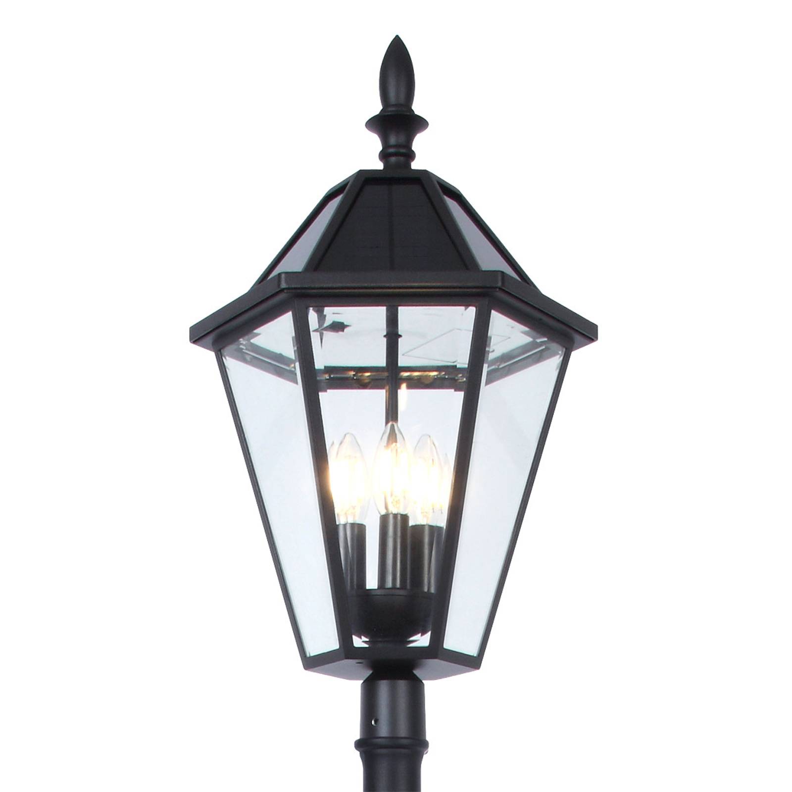 Solar-Mastleuchte London, schwarz, 3 x E12 LED von Lutec