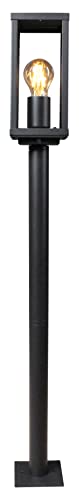 Wegeleuchte Karo,moderne Pollerleuchte mit Dämmerungssensor in Schwarz-Matt,1x E27 max. 60W, Wegelampe, Sockelleuchte von Eco Light