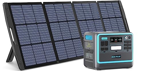 Eco Play SYD2400 Solar Generator,2048Wh LiFePO4 Batterie-Backup mit 24000W AC Ausgängen (4800W Peak), Tragbare Powerstation für Outdoor-Camping, Wohnmobil-Reisen, Hausgebrauch, Blau von Eco Play