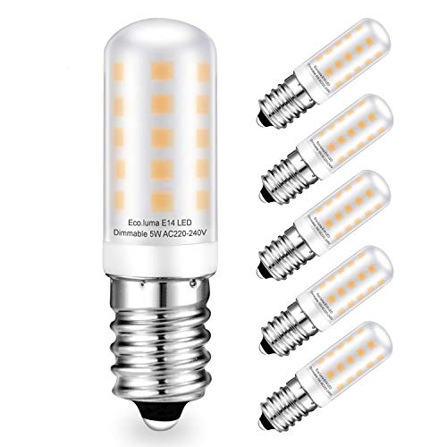 Eco.Luma E14 LED Dimmbar Lampen 5W Warmweiß 3000K 380LM Ersatz für 28W 40W E14 Halogen Lampen, Standard E14 Sockel, AC220-240V, 360 ° Abstrahlwinkel, LED E14 Leuchtmittel Milchige Abdeckung, 5er Pack von Eco.Luma