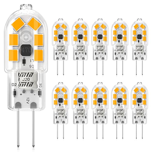 Eco.Luma G4 LED Lampen, 2W G4 LED Leuchtmittel, Warmweiß 3000K, Ersatz für 20W Halogenlampen, 12V LED Birnen Glühlampen Kein Flackern, Nicht Dimmbar, Energiesparlampe, 10er Pack von Eco.Luma