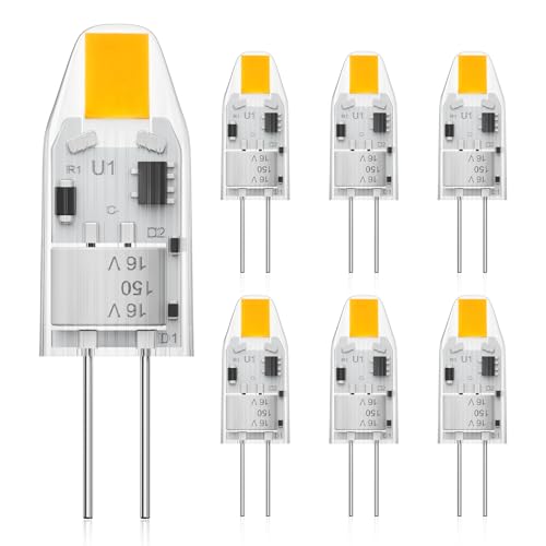 Eco.Luma G4 LED Lampen 1W Ersatz für 10W Halogenlampen, Mini Kapsel Glühbirne AC/DC 12V Warmweiß 2700K, Kein Flackern, Nicht Dimmbar Licht für Heimbeleuchtung, 6er Pack von Eco.Luma