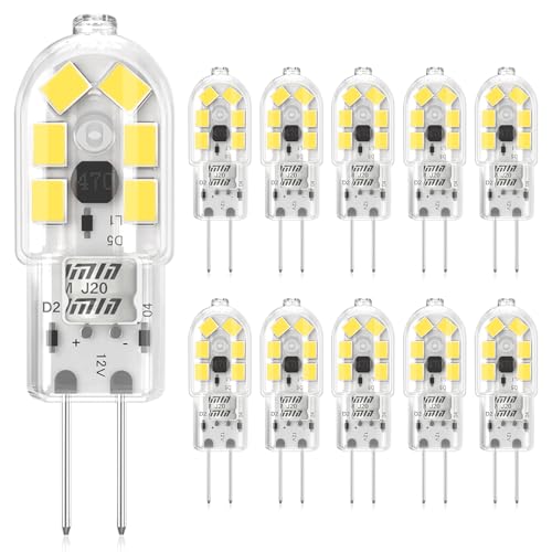 Eco.Luma G4 LED Lampen 2W Leuchtmittel 6000K kaltweiß, Ersatz für 20W Halogenlampen, 12V LED Birnen Glühlampen Kein Flackern, Nicht Dimmbar, Stiftsockellampe Lampen, 10er Pack von Eco.Luma